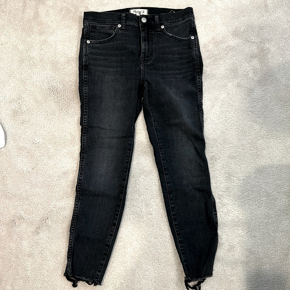 Madewell black high rise skinny crop jeans